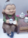 Tượng ông bà mẫu ngồi uống trà 5